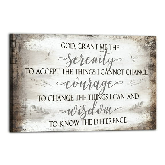 Rustic Serenity Prayer Poster Wrapped Wooden Frame Wall Decor,,Canvas Wall Art for Living Room,Bedroom,Office,Ready to Hang