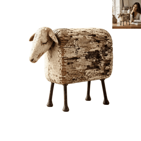 Rustic Sheep Figurine Home Decor, Sheep Rustic Farmhouse Decor, Cottage Style Table Decor, Stable Freestanding Resin Statue for Mantel, Tabletop and Cozy Cottage Home Accent