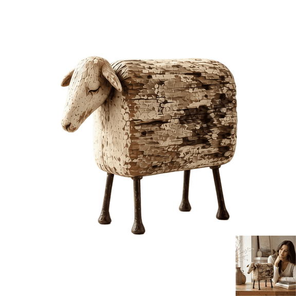Rustic Sheep Figurine Home Decor, Sheep Rustic Farmhouse Decor, Cottage Style Table Decor, Stylized Resin Sheep Ornament Ideal for Farmhouse, Rustic and Pastoral Interior Decoration