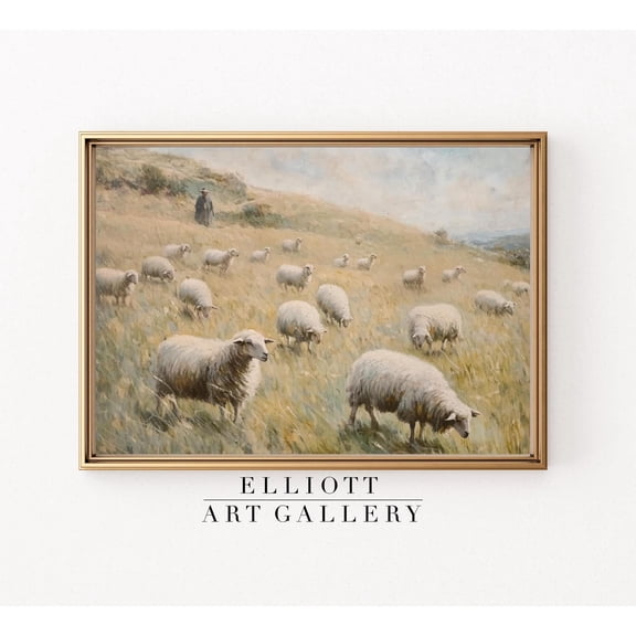 Rustic Sheep Vintage Landscape Print Poster French Farmhouse Poster Warm Present Vintage UNFRAMED Poster Size 16x24