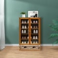 thumbnail image 1 of Rustic Shoe Storage Cabinet - 2 Doors & 7 Shelves in Vintage Brown (Fits Entryway/Closet), 1 of 9