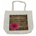 thumbnail image 1 of Rustic Shopping Bag, Hot Giant Pink Flower Petals on the Wooden Rustic Board Background Artisan Picture Print, Eco-Friendly Bag for Groceries Beach and More, 15.5" X 14.5", Cream, by Ambesonne, 1 of 2