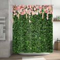 thumbnail image 1 of Rustic Shower Curtain, 3D Floral Lush Vine Green Leaves Ivy Shower Curtain Set for Bathroom, Pink Rose Fabric Garden Shower Curtains Pretty Bathroom Shower Curtain with Hooks, 60X70IN, 1 of 3