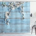 thumbnail image 1 of Rustic Shower Curtain, A Branch with Blooming Spring Flowers on Wooden Fragility Symbol of Spring, Fabric Bathroom Set with Hooks, 69W X 75L Inches Long, White Pale Blue, by Ambesonne, 1 of 4
