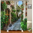 Rustic Shower Curtain Doors of An Old Rock House with French Frame