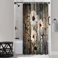 thumbnail image 1 of Rustic Shower Curtain Set, Grey Brown Floral Fabric Farmhouse Bath Curtain 12 Hooks, Country Butterfly Daisy American Farm Style Bath Accessories 36X72inch, 1 of 5