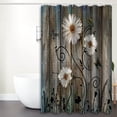 thumbnail image 1 of Rustic Shower Curtain Set Grey Floral Fabric Daisy Bath Curtain Butterfly Flower Country Farm Style for Bathroom Decor 72×72 Inches with 12 Hooks, 1 of 5