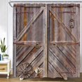 thumbnail image 1 of Rustic Shower Curtains Small Spanish Style Dark Stained Wood Door Secret Garden with Grated Window Bathroom Decor Set with, 1 of 5