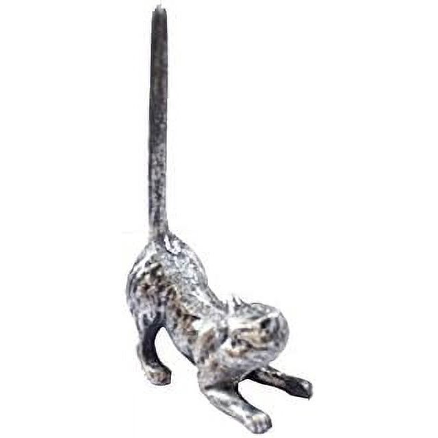 Rustic Silver Cast Iron Cat Extra Stand 10" Cast Iron Home