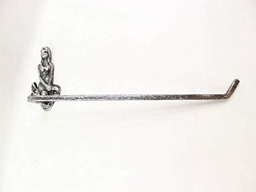 Rustic Silver Cast Iron Mermaid Wall Mounted Paper Towel Holder 17" - Mermaid D