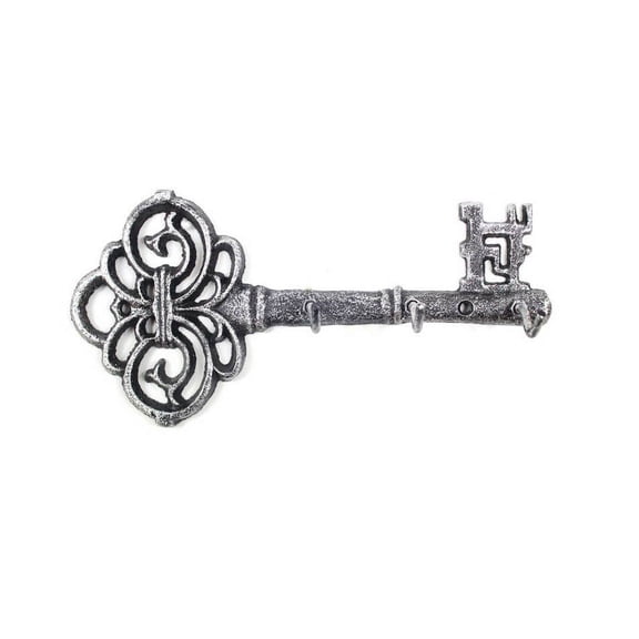 Rustic Silver Cast Iron Vintage Key Wall Mounted Key Hooks 11"