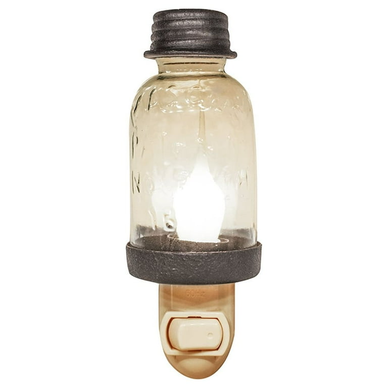 Silver Mini Mason Jar Nightlight Plug-In Night Lamp Silicone Bulb Safety Light Silver Mini Mason Jar Nightlight Plug-In Night Lamp Silicone Bulb Safety Light