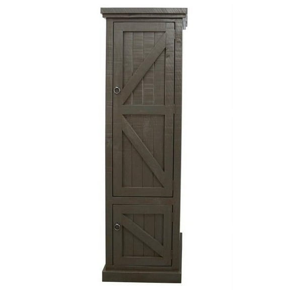 Rustic Single Door Armoire with Garmont Rod, Rustic Grey