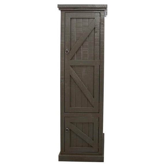 Rustic Single Door Armoire with Garmont Rod, Soft White