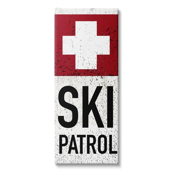 Rustic Ski Patrol Winter Mountain Sport Distressed Pattern 20 in x 48 in Drawing Canvas Art Print, by Stupell Home Décor
