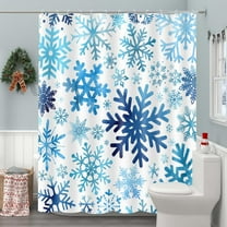 Rustic Snow Forest Shower Curtain, Snowy Teal Green Countryside Landscape Bathroom Curtain Christmas Pine Tree, Winter Nature Scene Bathroom Decorations with Hooks 60 x 72 Inch