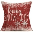 thumbnail image 1 of Rustic Snowflake Throw Pillow Covers Red Christmas Farmhouse Decorative Pillow Cover 18x18 Inch Cotton Linen Square Loving Snow Day Pillow Cases Vintage Cushion Cover for Sofa (Red), 1 of 5
