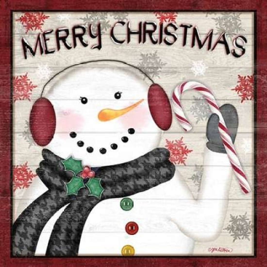 Rustic Snowmen II Canvas Art - Jen Killeen (24 x 24)