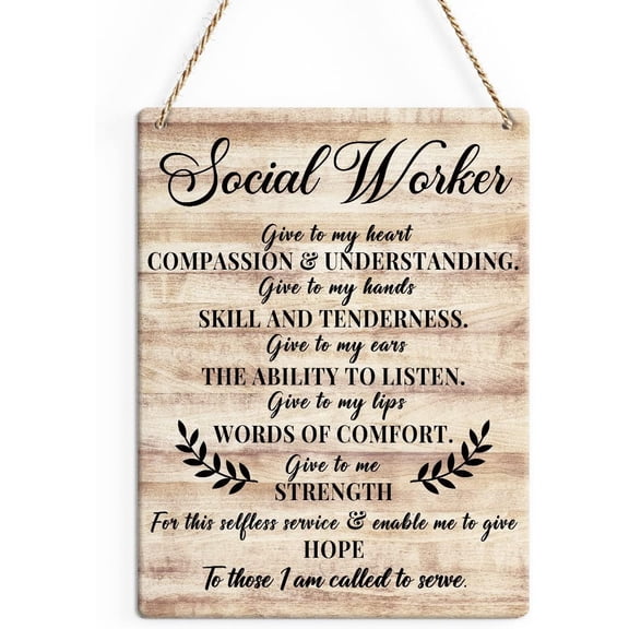 Rustic Social Worker Wood Decor Sign, Inspirational Social Worker Quote Printed Wood Sign Wall Art, Hanging Door Sign, Motivational Decorative Wood Sign Home Office Decor 8x10