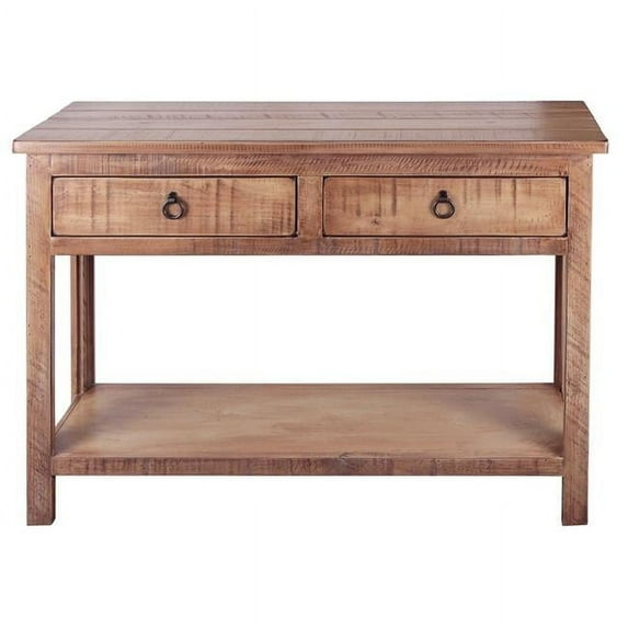 Rustic Sofa Table with 2 Drawers, Rustic Dark Blue