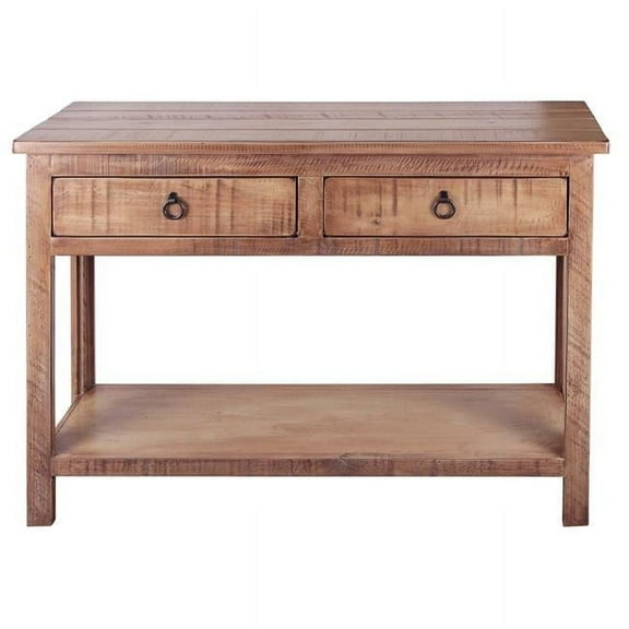 Rustic Sofa Table with 2 Drawers, Rustic Green