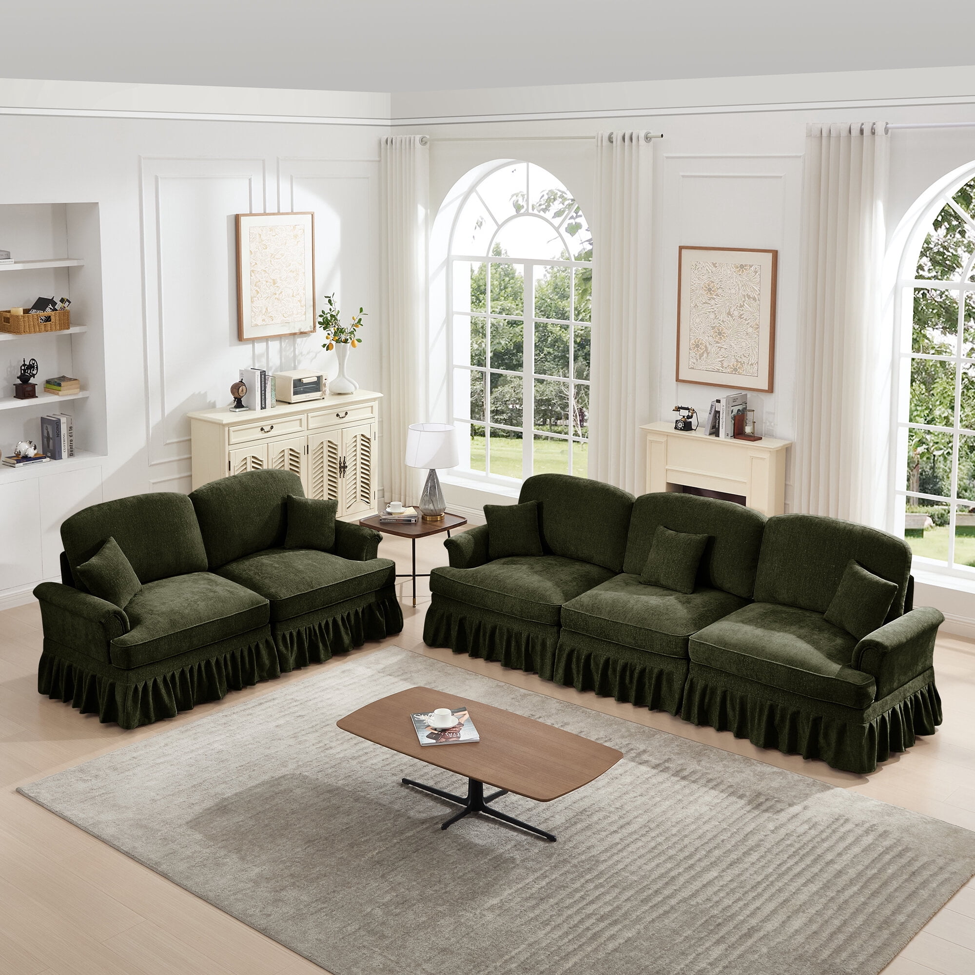 Rustic Sofas, Classic 2 Piece Modular Couch Living Room Sofa Set with ...