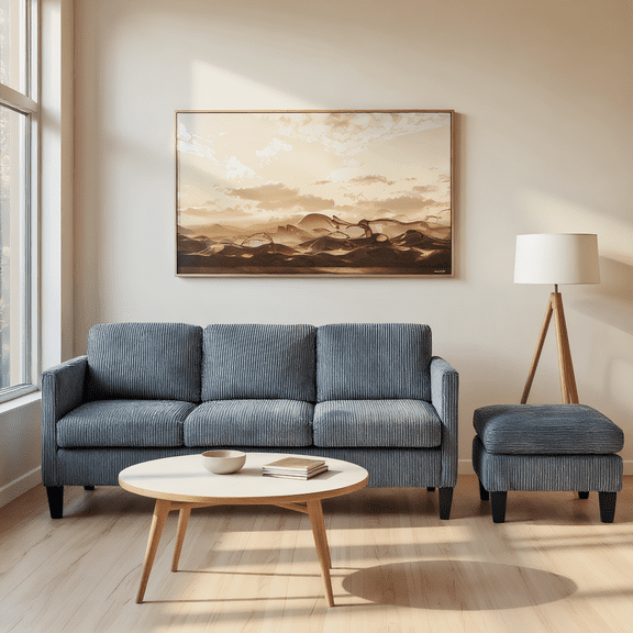 Rustic Sofas, L-Shaped Sofa with Padded Corduroy: Multi-functional Design, Modern Luxury Appearance - Ideal for Living Rooms, Apartments - Easy Assembly & Maintenance,Grey, Gray Modern Sofas