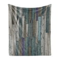 thumbnail image 1 of Rustic Soft Flannel Fleece Blanket, Image of Blue Grey Grunge Wood Planks Barn House Door Nails Country Life Theme Print, Cozy Plush for Indoor and Outdoor Use, 50" x 70", Grey Blue, by Ambesonne, 1 of 5