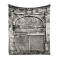 thumbnail image 1 of Rustic Soft Flannel Fleece Blanket, Monochrome Old Closed Store Front with Jalousie and Classic Medieval Touch Historic Photo, Cozy Plush for Indoor and Outdoor Use, 60" x 80", Grey, by Ambesonne, 1 of 5