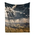 thumbnail image 1 of Rustic Soft Flannel Fleece Blanket, Puffy Clouds in the Sky over Mountains Rough Valley Canyon Natural Wonders Concept, Cozy Plush for Indoor and Outdoor Use, 50" x 70", Multicolor, by Ambesonne, 1 of 5