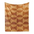 thumbnail image 1 of Rustic Soft Flannel Fleece Throw Blanket, Abstract Style Oak Plank Pattern with Tiled Bound Lines and Oval Curves Image, Cozy Plush for Indoor and Outdoor Use, 60" x 80", Orange and Tan, by Ambesonne, 1 of 5