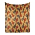 thumbnail image 1 of Rustic Soft Flannel Fleece Throw Blanket, Abstract Style Tadpole Patterns Tiling of Wavy Shapes Ornamental Artwork Print, Cozy Plush for Indoor and Outdoor Use, 70" x 90", Brown Black, by Ambesonne, 1 of 5