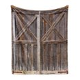 thumbnail image 1 of Rustic Soft Flannel Fleece Throw Blanket, Old Wooden Barn Door of Farmhouse Oak Countryside Village Board Rural Life Photo Print, Cozy Plush for Indoor and Outdoor Use, 60" x 80", Brown, by Ambesonne, 1 of 5