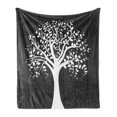 thumbnail image 1 of Rustic Soft Flannel Fleece Throw Blanket, Tree with Many Leaves Pattern Wooden Background Botanical Theme Illustration Print, Cozy Plush for Indoor and Outdoor Use, 70" x 90", White, by Ambesonne, 1 of 5