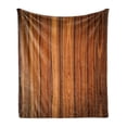 thumbnail image 1 of Rustic Soft Flannel Fleece Throw Blanket, Vertical Wooden Planks Image Cottage Cabin Life in Countryside Theme, Cozy Plush for Indoor and Outdoor Use, 50" x 60", Pale Caramel and Orange, by Ambesonne, 1 of 5