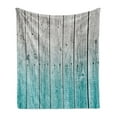thumbnail image 1 of Rustic Soft Flannel Fleece Throw Blanket, Wood Panels Background Digital Tones Effect Country House Art Image, Cozy Plush for Indoor and Outdoor Use, 50" x 60", Pale Blue Grey, by Ambesonne, 1 of 5