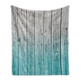 thumbnail image 1 of Rustic Soft Flannel Fleece Throw Blanket, Wood Panels Background Digital Tones Effect Country House Art Image, Cozy Plush for Indoor and Outdoor Use, 60" x 80", Pale Blue Grey, by Ambesonne, 1 of 6