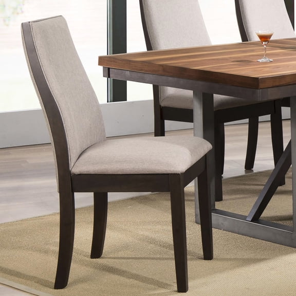 Rustic Solid Back Dining Chairs (Set of 2) | In Dining Room Use Cases | Polyester Upholstery and Asian Hardwood | Adds a Retro Vibe