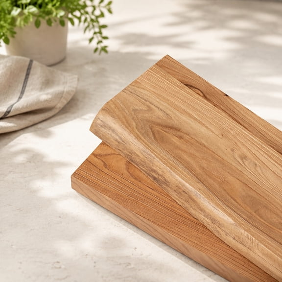 Rustic Solid Elm Wood Live Edge Floating Shelves with Invisible Brackets, Wall Mounted, 15.7 Inch Set of 2 for Living Room Bedroom Bathroom Kitchen, Natural