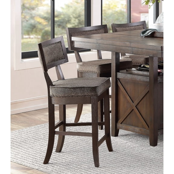 Rustic Solid Wood Dining Chairs - 2-Pack with Nailhead Trim