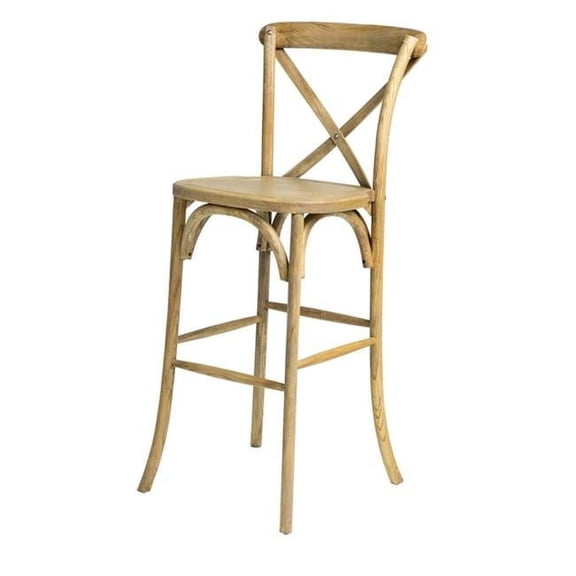 Rustic Sonoma Solid Wood Cross Back Stackable Barstool - Tinted Raw