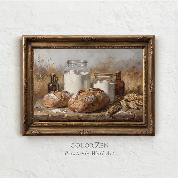 Rustic Sourdough Bread Art, Unframed Paper Poster 8x10in