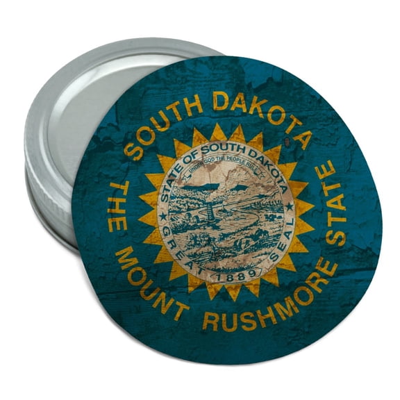 Rustic South Dakota State Flag Distressed USA Round Rubber Non-Slip Jar Gripper Lid Opener