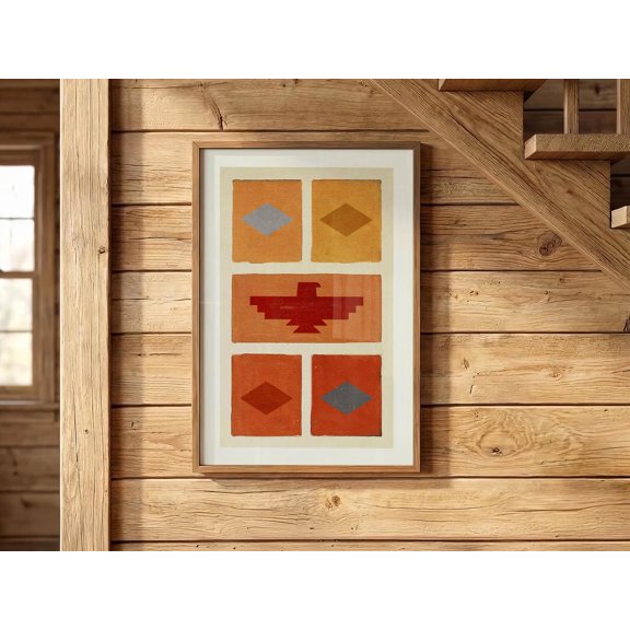Rustic Southwest Poster Outdoors Art Native Thunderbird Poster , Poster Print Only