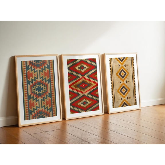 Rustic Southwest Prints Retro Southwestern Art Native Wall Decor Outdoorsy Cabin Wall Art for Hunter Set 3 Unframed Paper Print 16x24