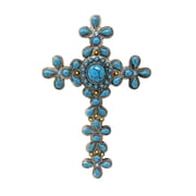 Rustic Southwest Turquoise Wall Cross   Silver Gem Accents   Western Religious Decor for Living Room, Office, or Entryway   Great Rustic Gift for Home or Holiday