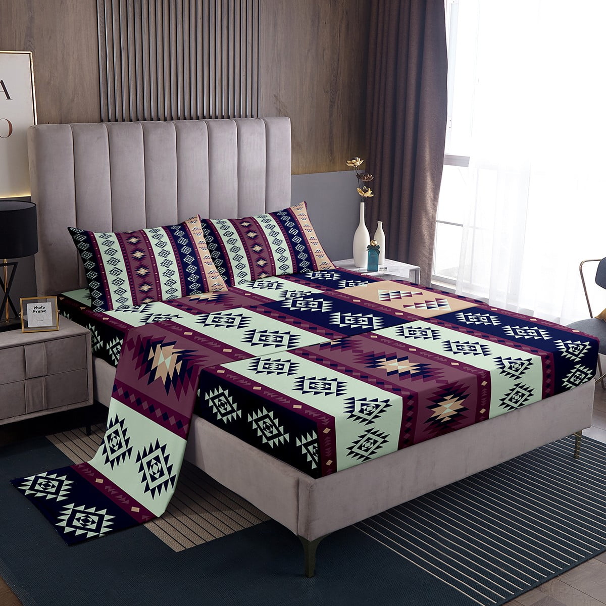 Rustic Southwestern Bed Sheets Twin Western Boho Aztec Sheet Set Exotic ...