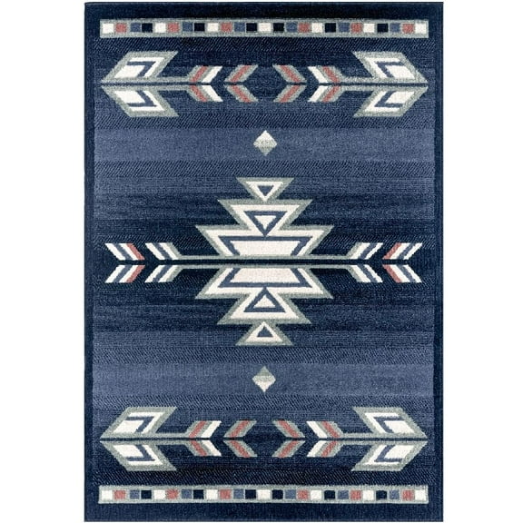 Rustic Southwestern Carpet Arrows Lodge Style Cabin Area Rug, 5' 2" x 7' 4" Rectangle, Blue