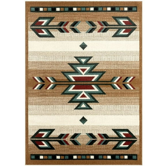 Rustic Southwestern Carpet Arrows Lodge Style Cabin Area Rug, 5' 2" x 7' 4" Rectangle, Ivory