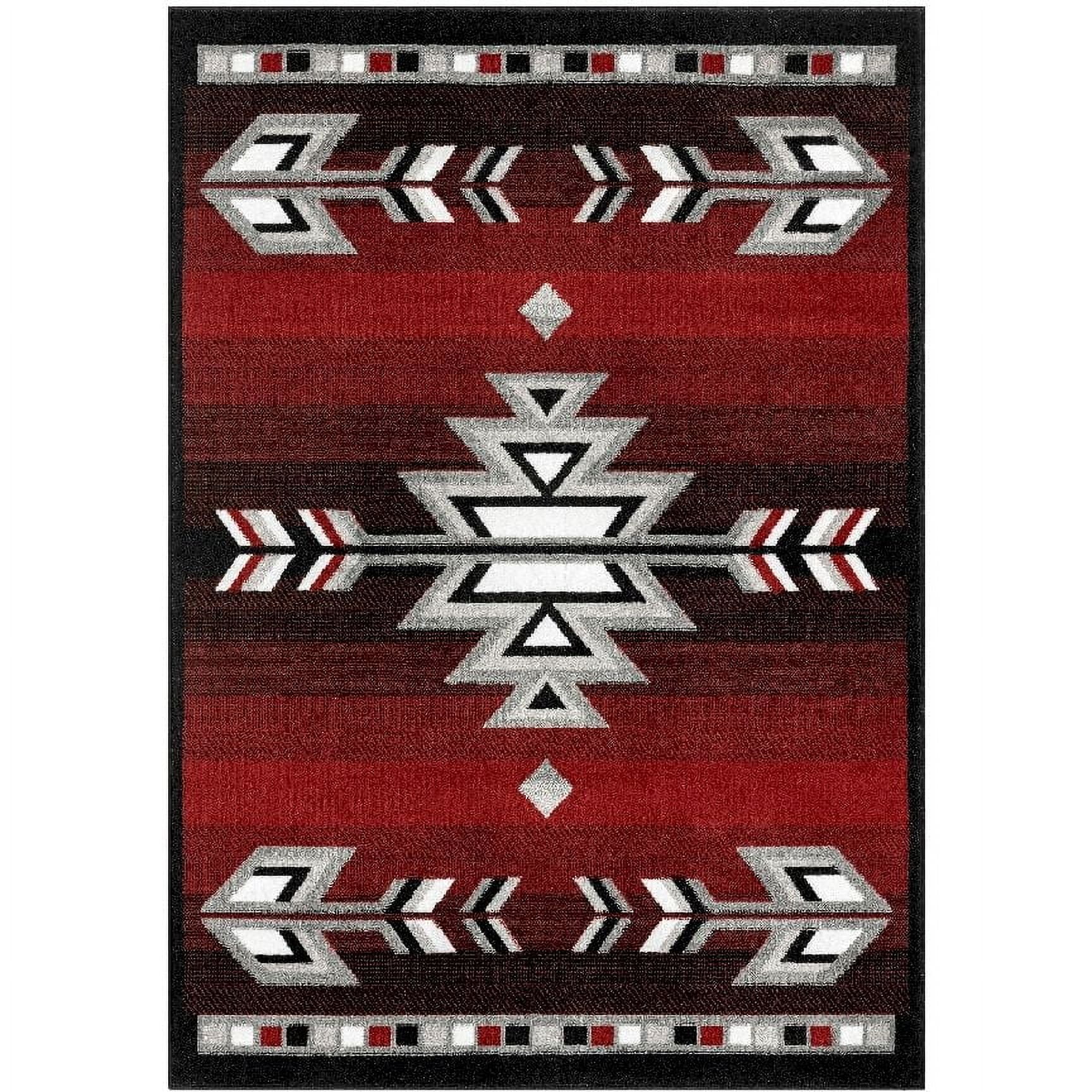 Southwestern Geometric Red and Grey Synthetic Area Rug